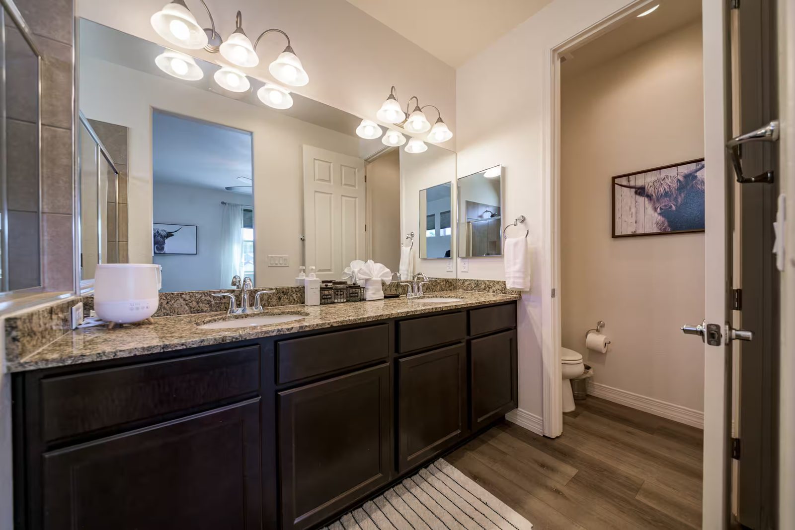 Primary en-suite bathroom with double vanity