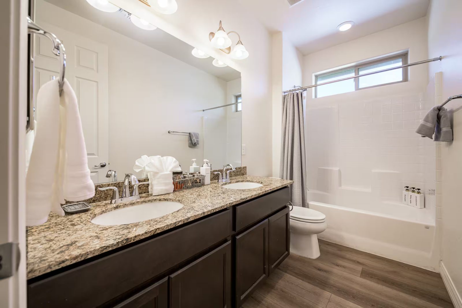 Upstairs full bathroom with tub and shower