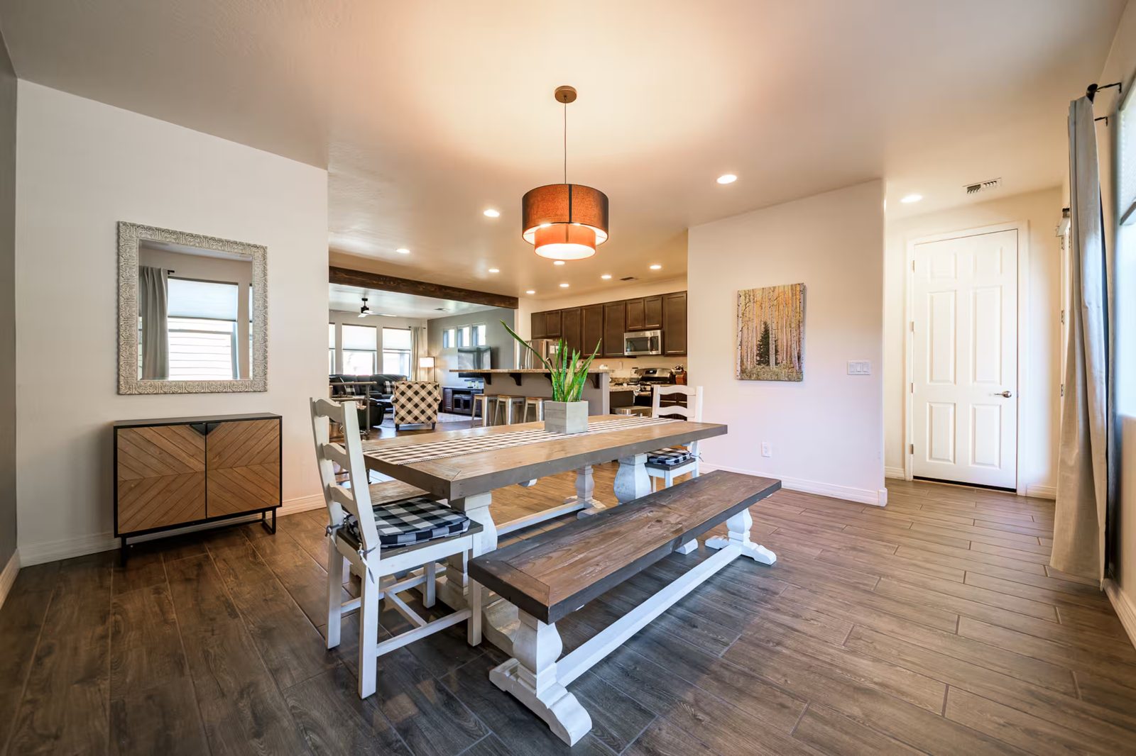 Dining table with bench seating