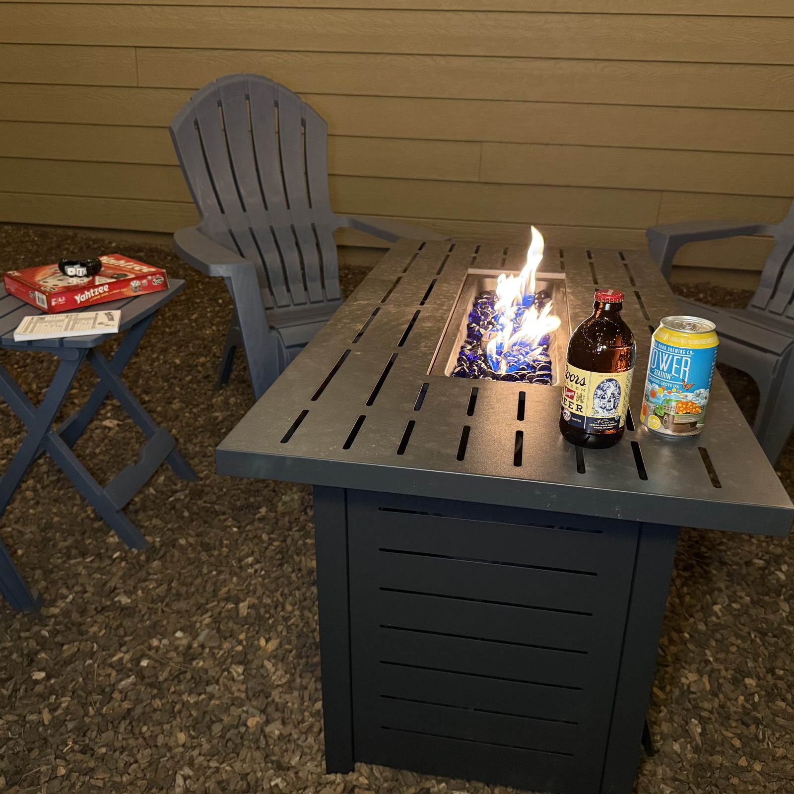 Fire pit at dusk